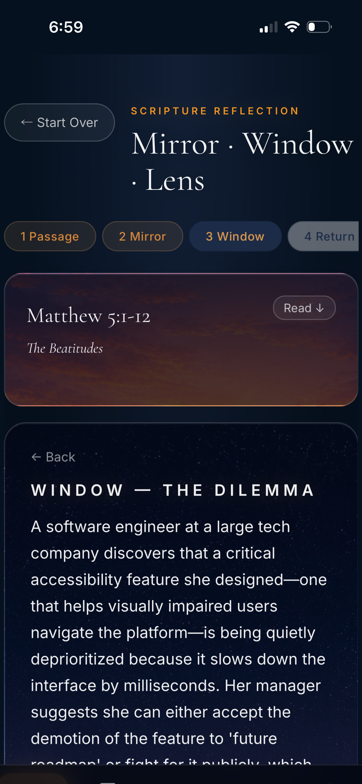 Window dilemma screen